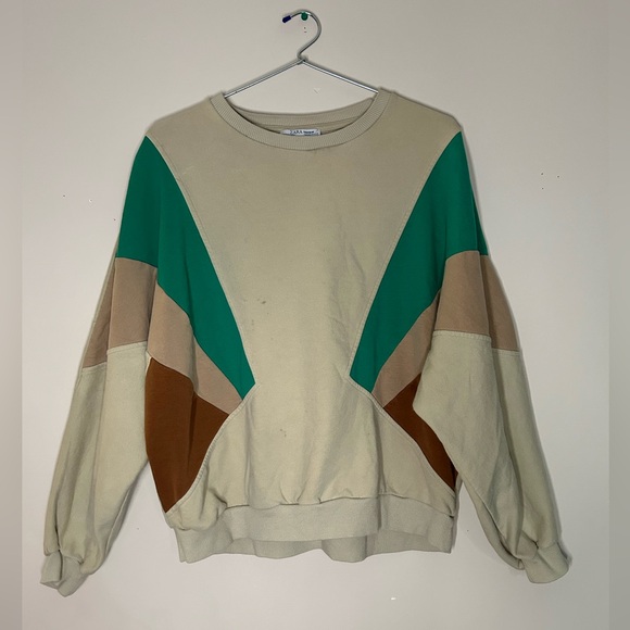 Cute three colour pattern baggy Crewneck - Picture 3 of 7